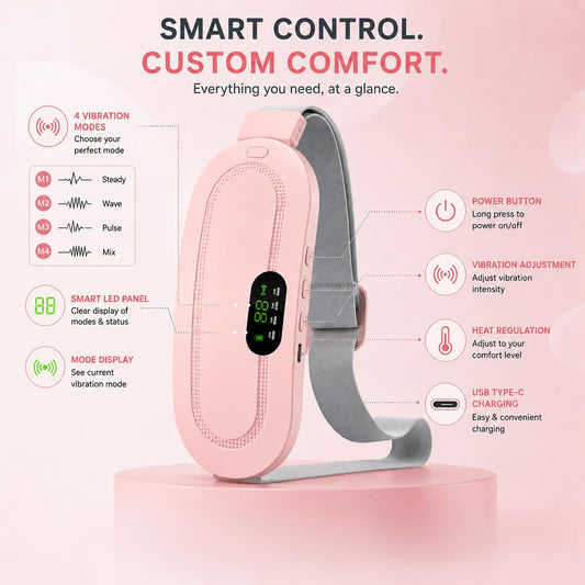Portable Heating Pad Belt with 4 Vibration Modes and LED Display