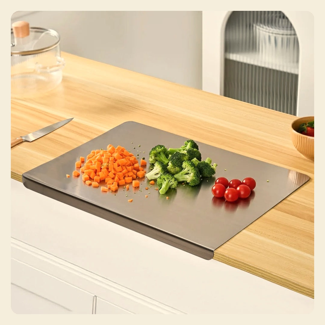 Slide-On Stainless Steel Cutting Board