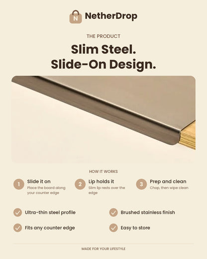 Slide-On Stainless Steel Cutting Board