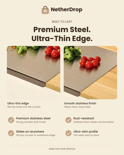 Slide-On Stainless Steel Cutting Board
